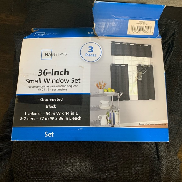 MAINSTAYS 3 PIECES 36" SMALL WINDOW CURTAIN SET GRAY ROD POCKET - Picture 2 of 2